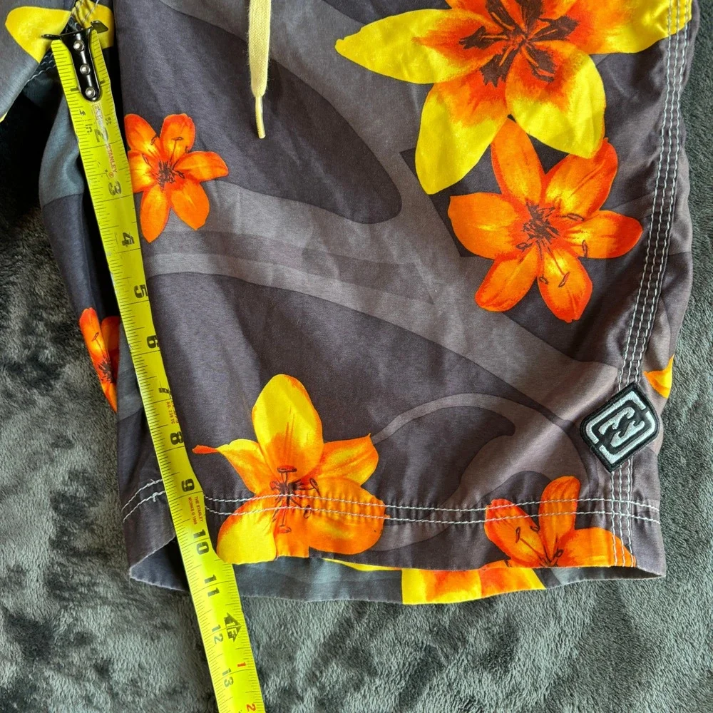 Billabong Mens Board Shorts Floral Tropical Surf 33 Brown Orange Yellow